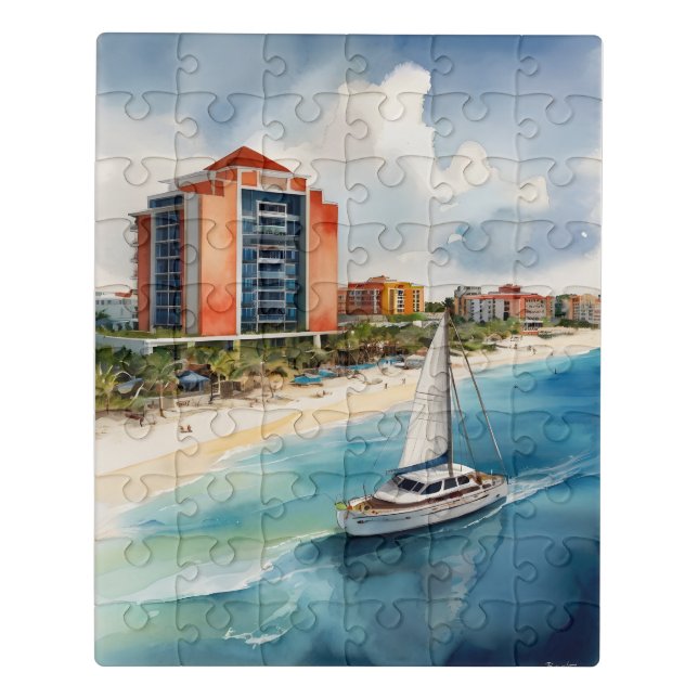 Cancun watercolor art jigsaw puzzle (Puzzle Vertical)