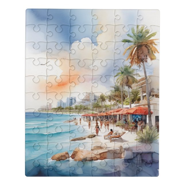Cancun watercolor art jigsaw puzzle (Puzzle Vertical)