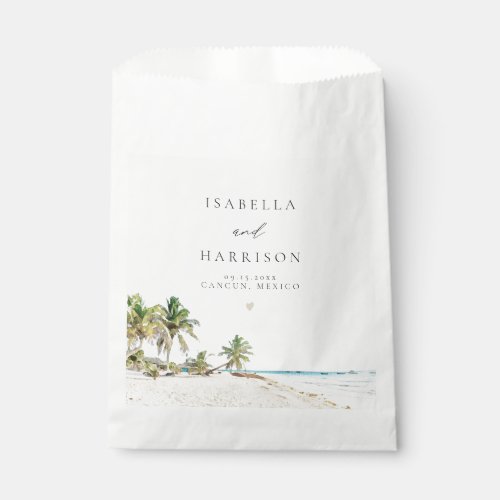 CANCUN Watercolor Beach Palm Tree Destination Favor Bag