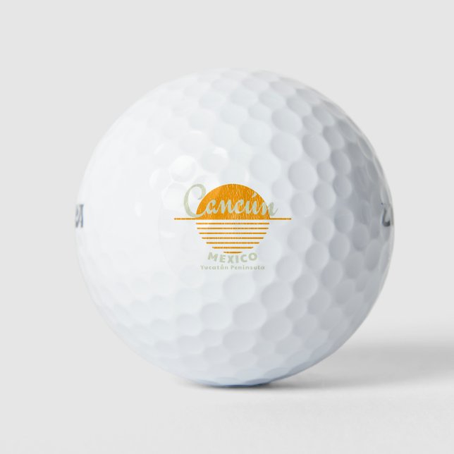 Cancun Yucatan Mexico Sun Golf Balls (Front)