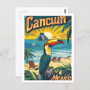 Cancuun Mexico Vintage Famous Travel Place Postcard