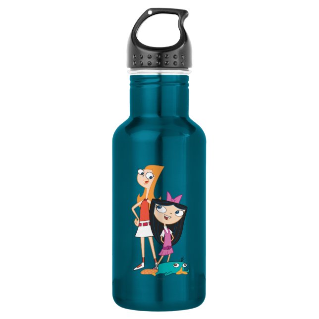 Candace, Isabella, and Agent P Stainless Steel Water Bottle (Front)