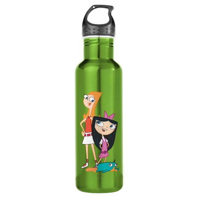 Candace, Isabella, and Agent P Water Bottle (Front)