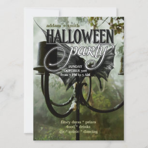 Candelabra Bat Wings Forest Halloween Party Cards