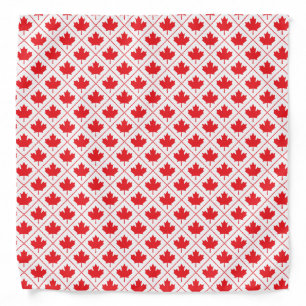 Candian Maple Leaf Red and White Diamond Pattern Bandana