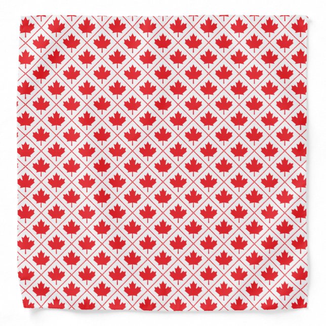 Candian Maple Leaf Red and White Diamond Pattern Bandana (Front)