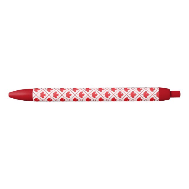 Candian Maple Leaf Red and White Diamond Pattern Pen (Front)