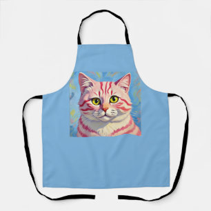 “Candice” A Cherry Striped Mystique – Cat Portrait Apron