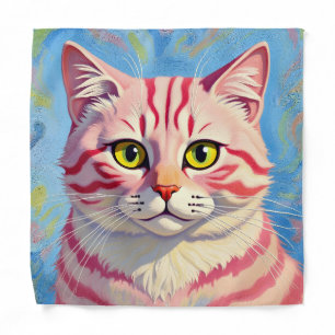 “Candice” A Cherry Striped Mystique – Cat Portrait Bandana