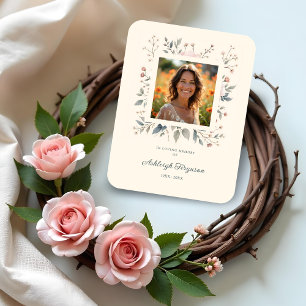 Candid Delicate Pastel Floral Frame Photo Funeral Magnet