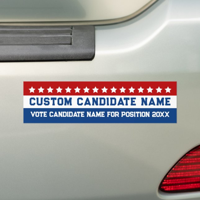 Candidate for election personalized  bumper sticker (On Car)