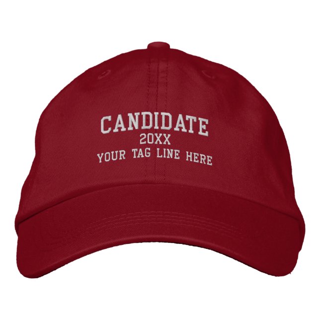 Candidate name for election tag line Personalized Embroidered Baseball Cap (Front)
