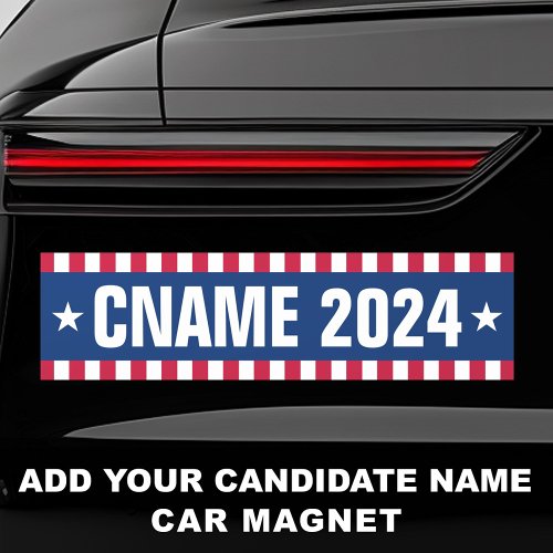 Candidate name year election striped border car magnet