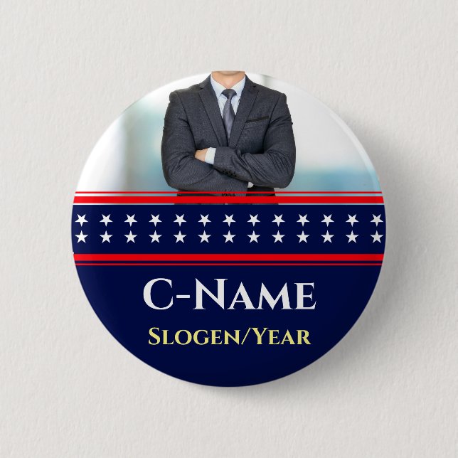 Candidate Photo Name Election Political Campaign Button (Front)