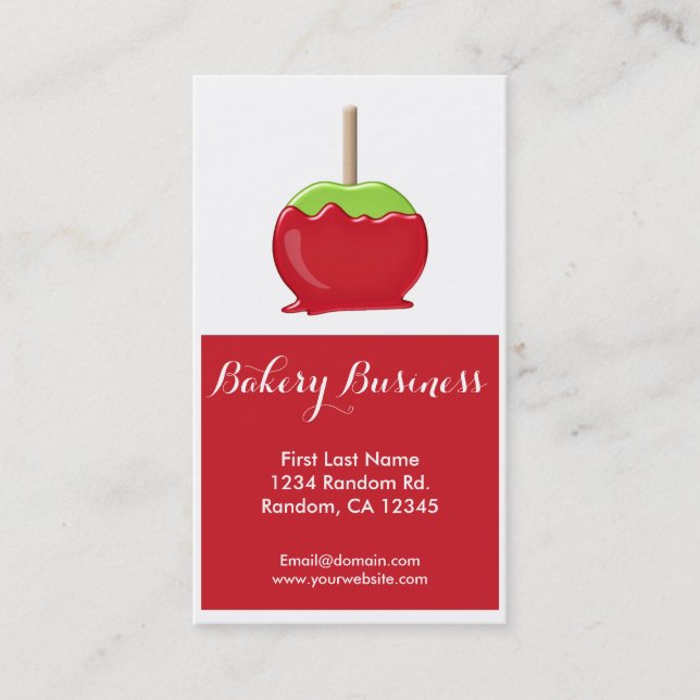 Candied apple customizable food business cards (Front)
