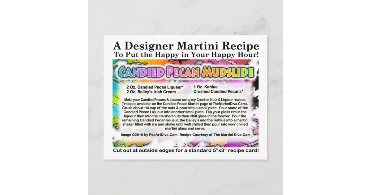 Candied Pecan Mudslide Martini Recipe Postcard Zazzle