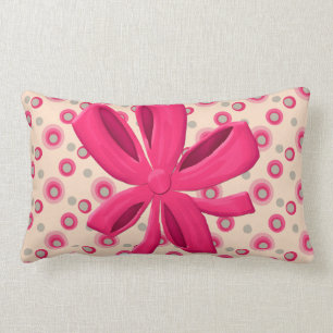 Candied Polka Dots with Hot Pink Bow Lumbar Pillow