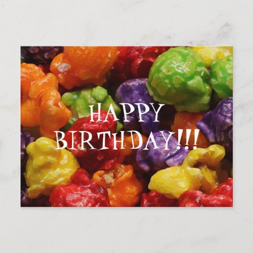 Candied Popcorn Happy Birthday Postcard