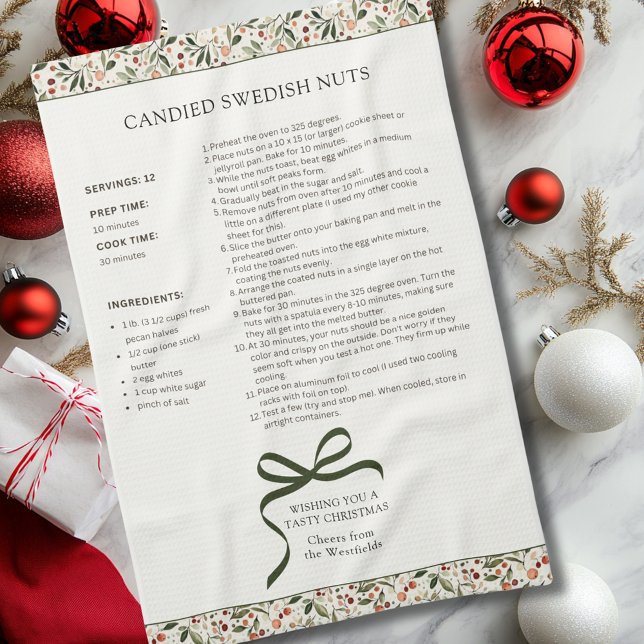 Candied Swedish Nuts Holiday Recipe Kitchen Towel (Creator Uploaded)