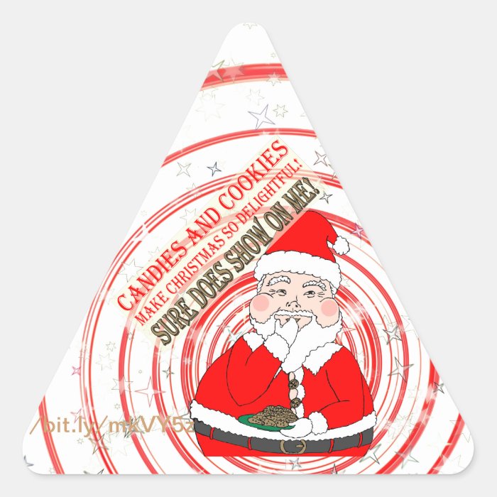 Candies and Cookies Funny Christmas Santa Triangle Stickers