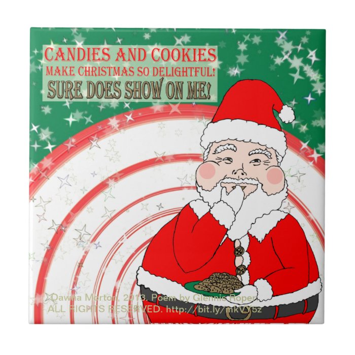 Candies and Cookies Funny Christmas Santa Ceramic Tiles