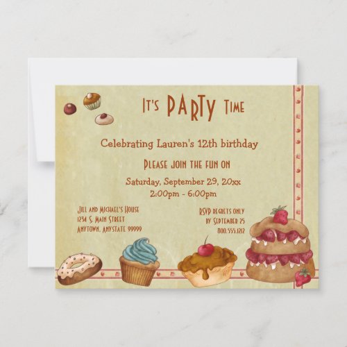 Candies And Sweet Treats Party Invites