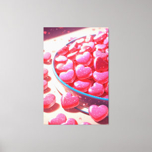 Candies hearts Stretched Canvas Print