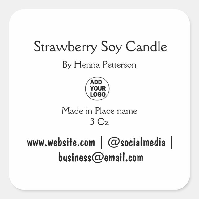 candle add q r code business  square sticker (Front)