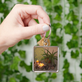 Candle Aloe Photograph and Buddha Quote Keychain