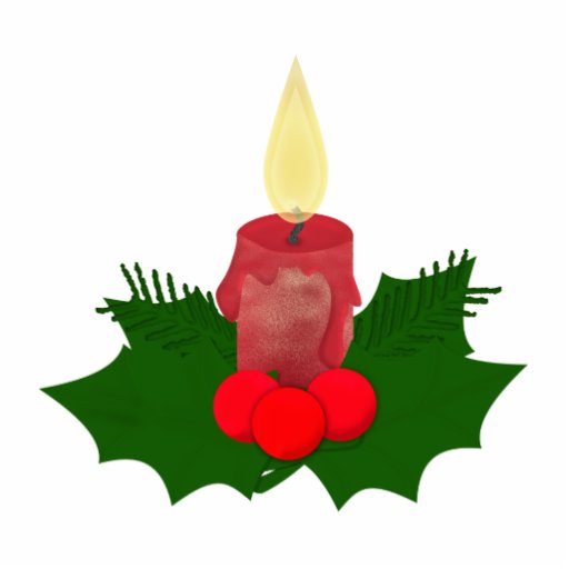 Candle And Holly Sculpture | Zazzle