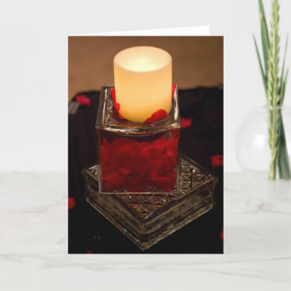 Candle and Rose Petals Holiday Card