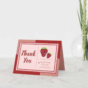 Candle and Strawberries Birthday Letterpress Thank You Card