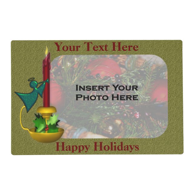 Candle Angel Christmas Holiday Photo  Placemat (Front)