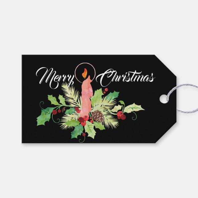Candle Arrangement Personalized Christmas Gift Tag (Front (Horizontal))