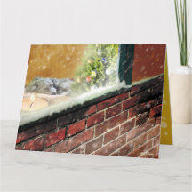 Candle at the Window, Sleeping Dog Christmas Card