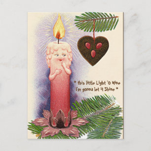 "CANDLE BABIES" VINTAGE CHRISTMAS TREE ORNAMENT HOLIDAY POSTCARD