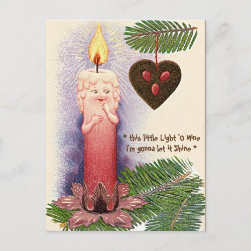 CANDLE BABIES VINTAGE CHRISTMAS TREE ORNAMENT HOLIDAY POSTCARD