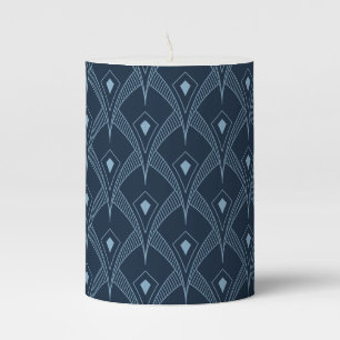 Candle - Blue Art Deco Fan Design