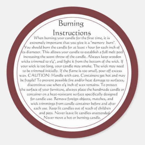 Candle Burning Warning Labels