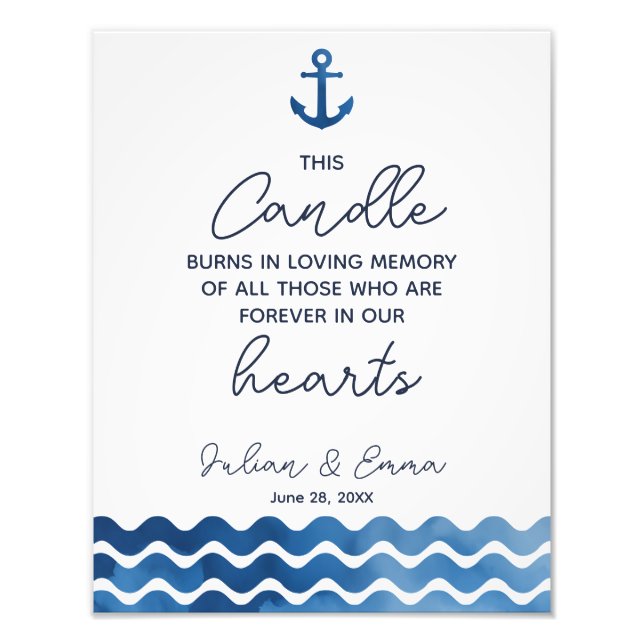 candle burns wedding sign, loving memory wedding, photo print (Front)