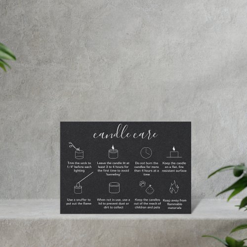 Candle Care Card Add Your Logo Simple Minimal