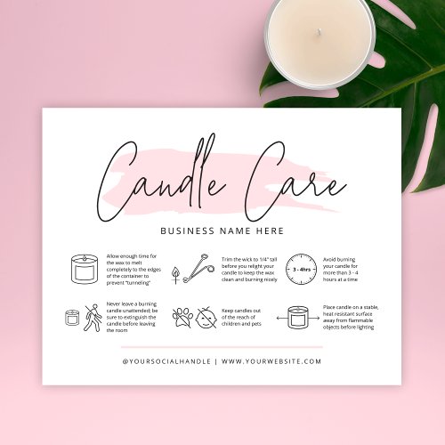Candle Care Card Safety Instructions Feminine