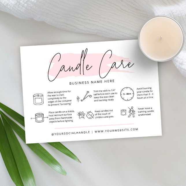 Candle Care Card Safety Instructions Feminine