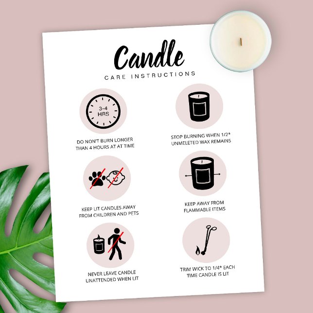 Candle Care Card Safety Instructions Feminine (Creator Uploaded)