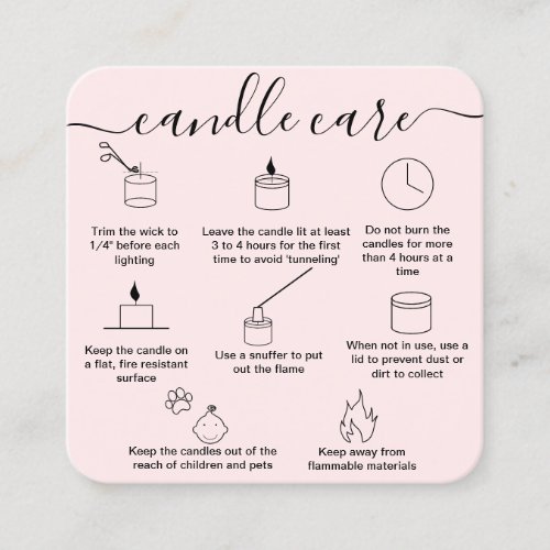 Candle Care Card Thank You Card Add Your Logo