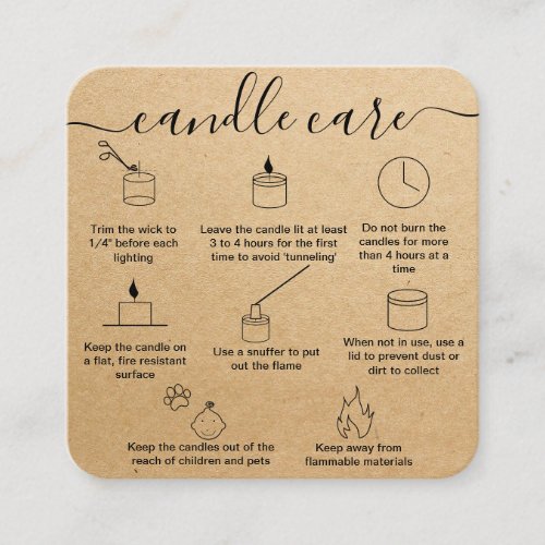 Candle Care Card Thank You Card Add Your Logo