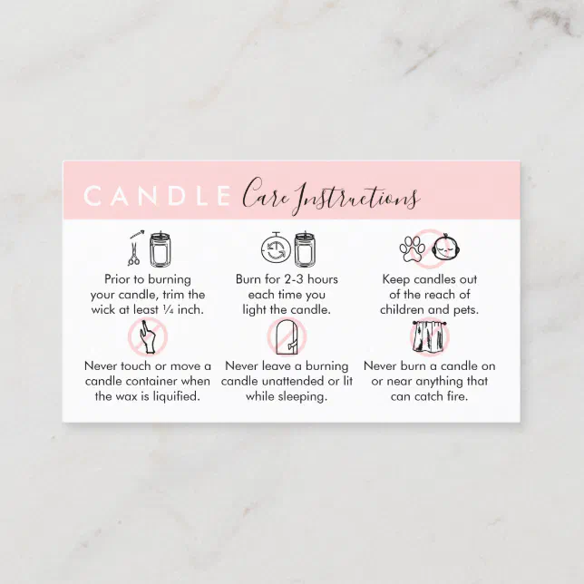 Candle Care Instructions Business Card Zazzle