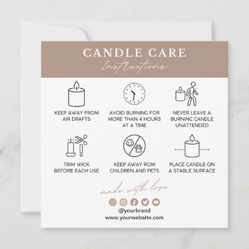 Candle Care Instructions Card