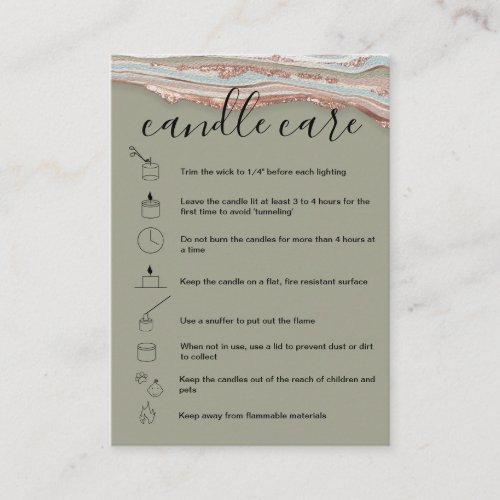 Candle Care Instructions Card Add Your Logo Agate