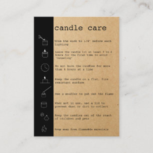 Candle Care Instructions Card Add Your Logo Simple